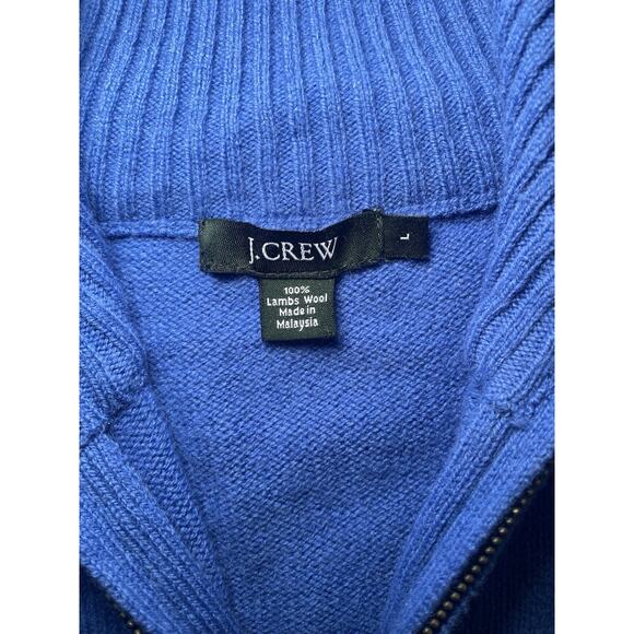 J. Crew 100% Lambswool Blue Quarter Zip Sweater in Large - Picture 4 of 4